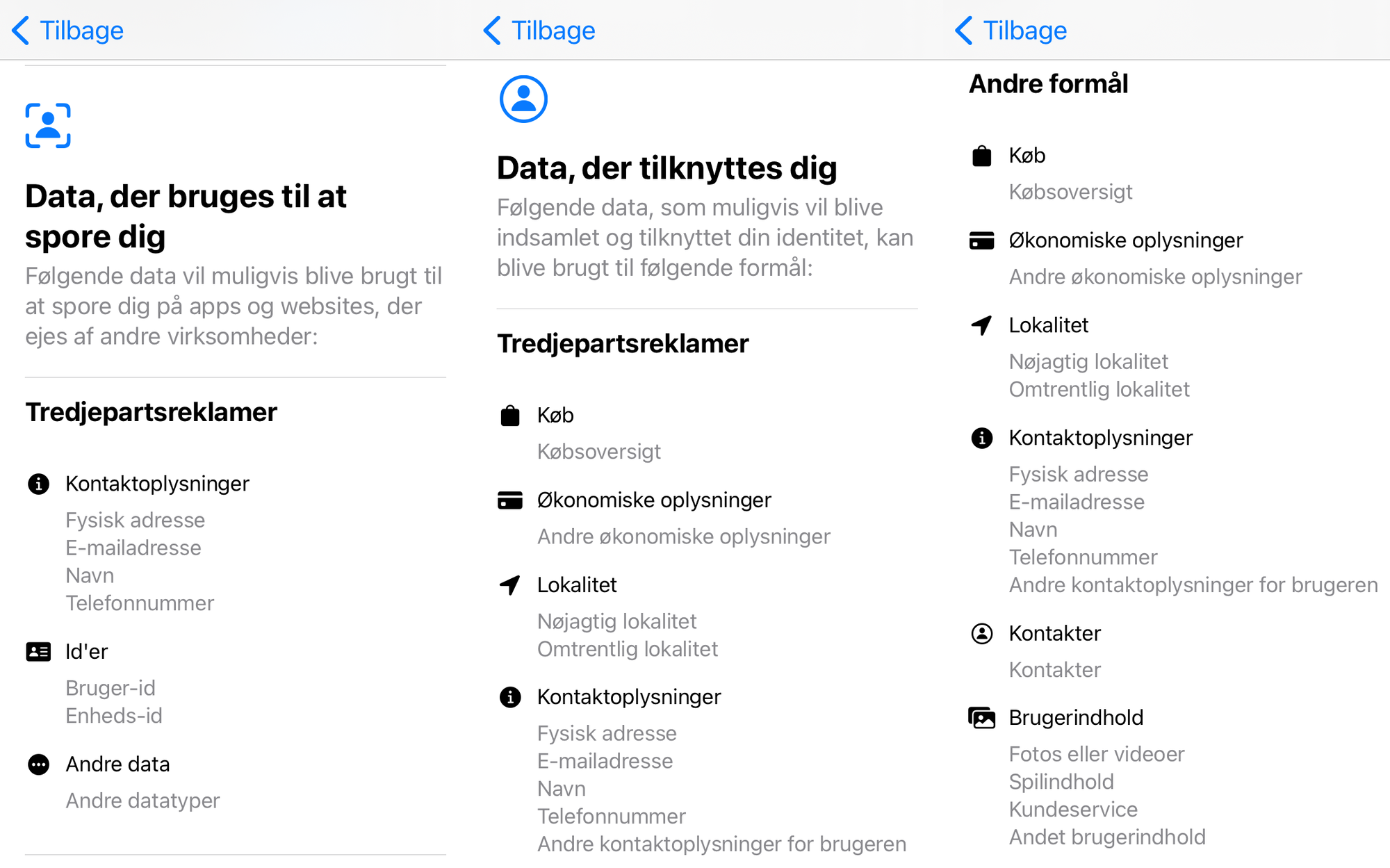 Dette er blot et lille udsnit af de mange data Facebook indsamler om dig via iPhone-appen. 